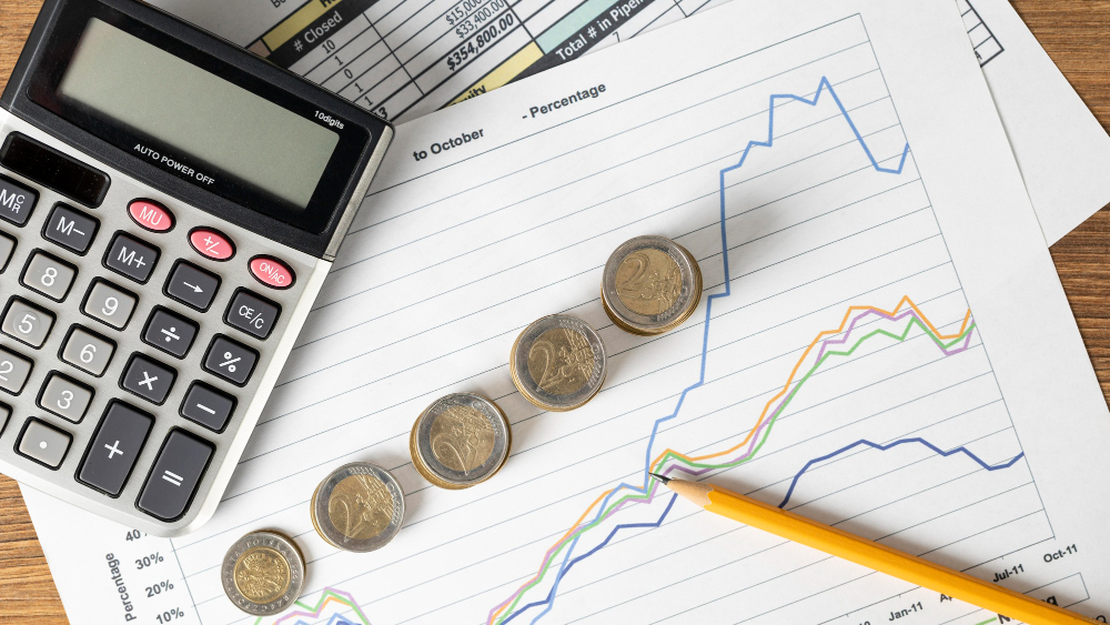 disposicao da vista superior dos elementos financeiros site